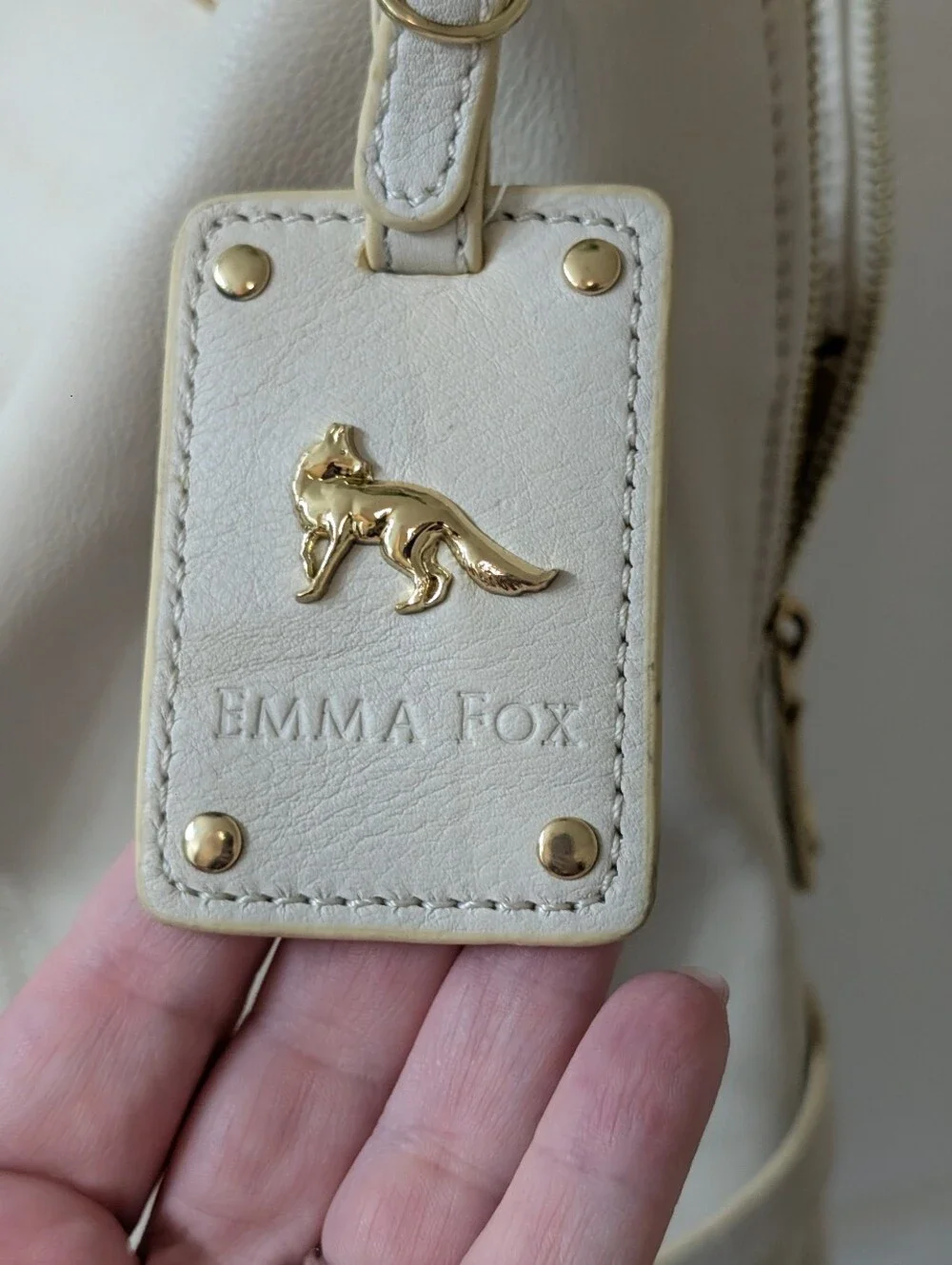 Emma Fox Ivory Pebbled Leather Kiss-Lock Shoulder Bag